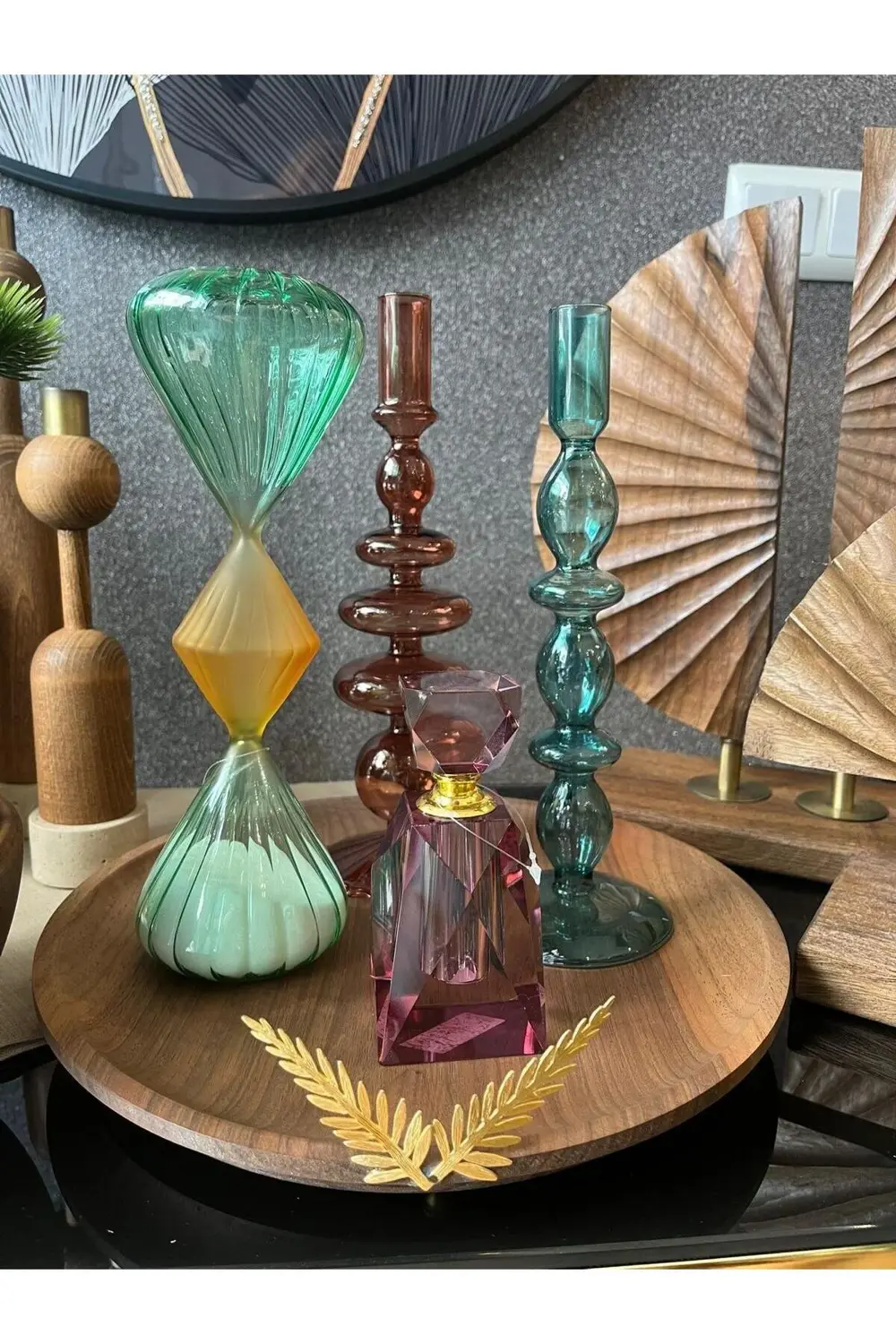 SETA AHŞAP SUNUM TABAĞI PİRİNÇ YAPRAKLI