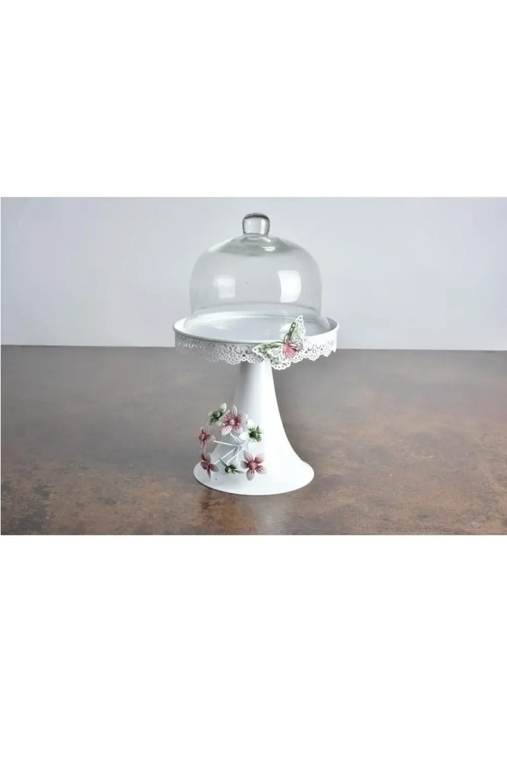 Seta Ferforje Flower Ayaklı Sunum Fanus 15x25 CM