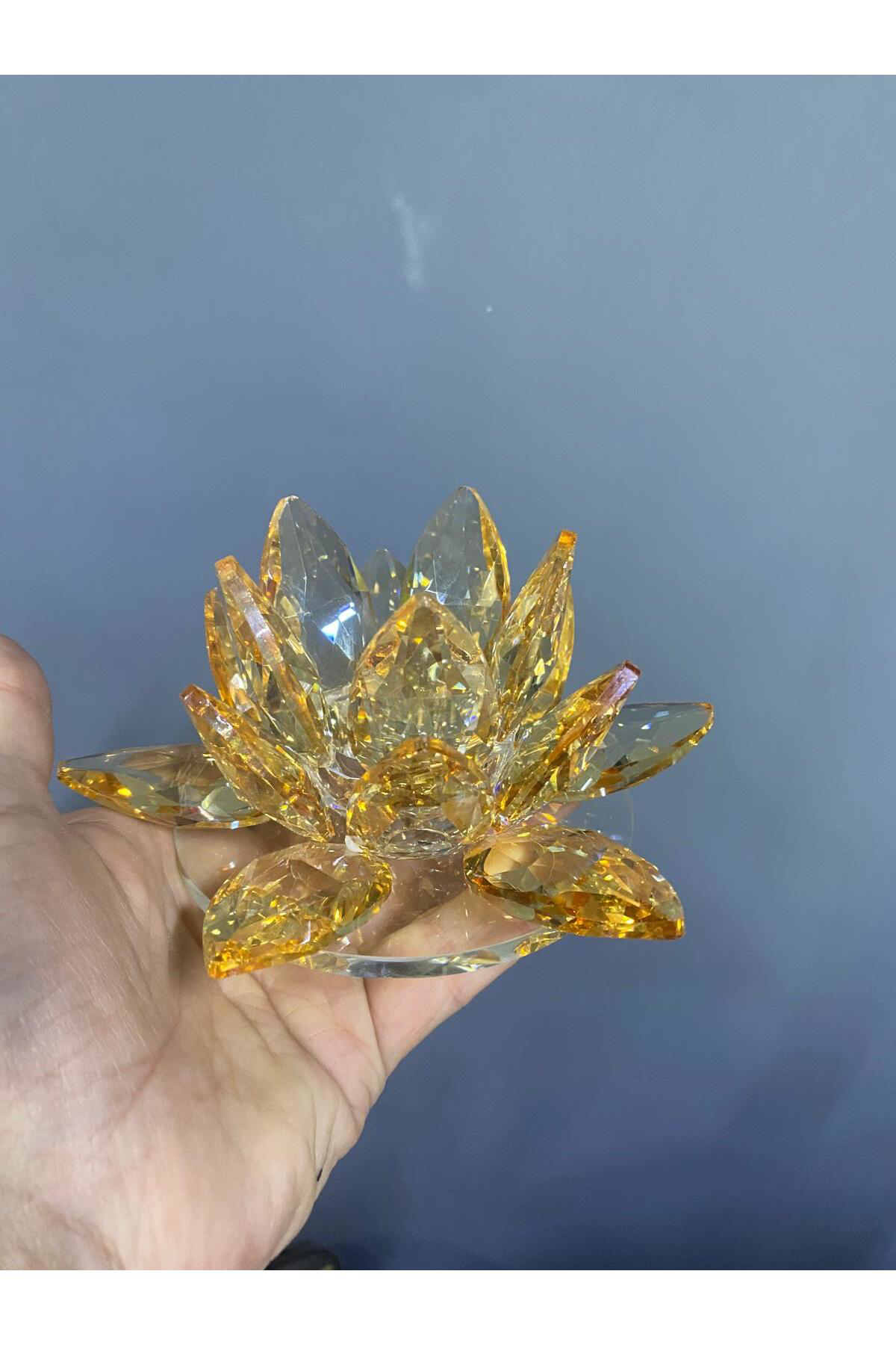 Elif Aksesuar Seta Kristal Cam Lotus Mumluk Amber 15*15*7,5Cm