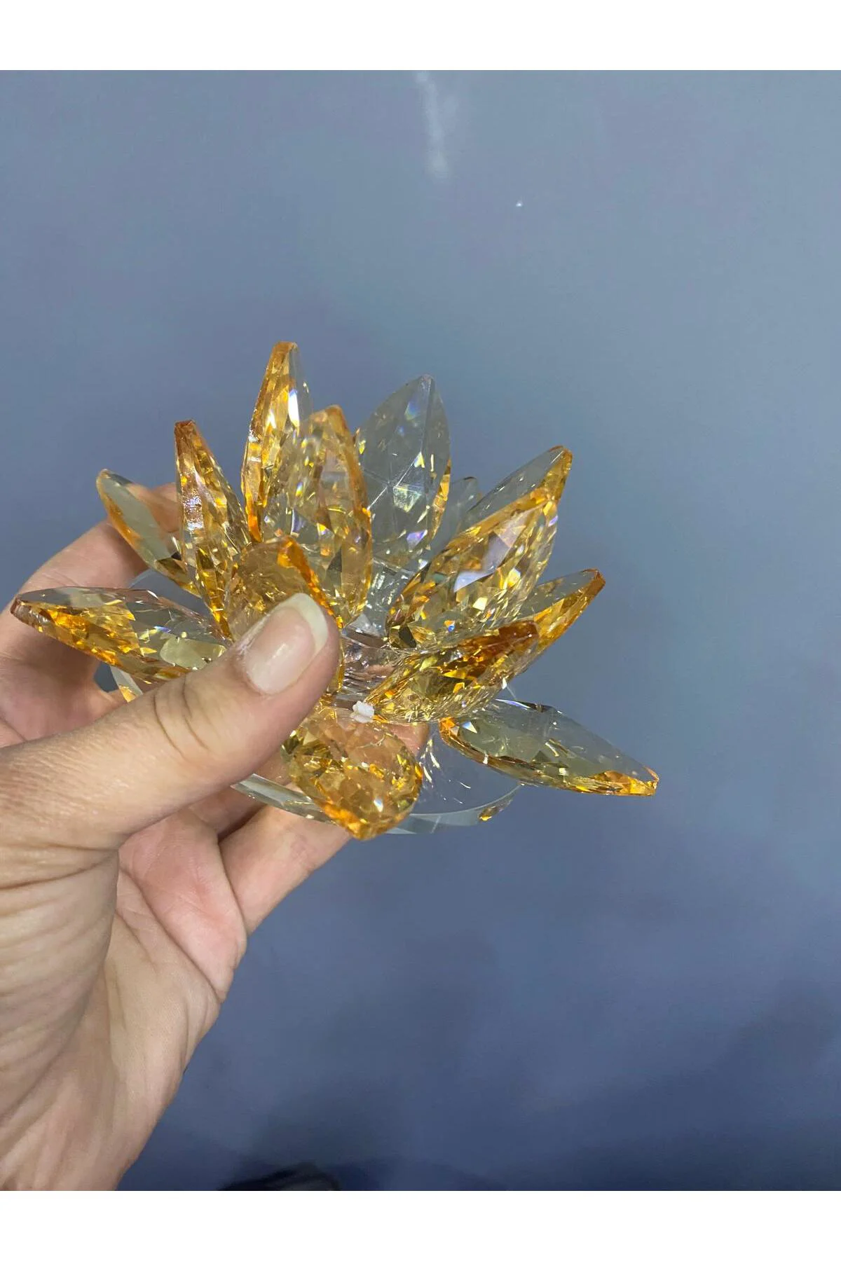 Seta Kristal Cam Lotus Mumluk Amber 15*15*7,5cm