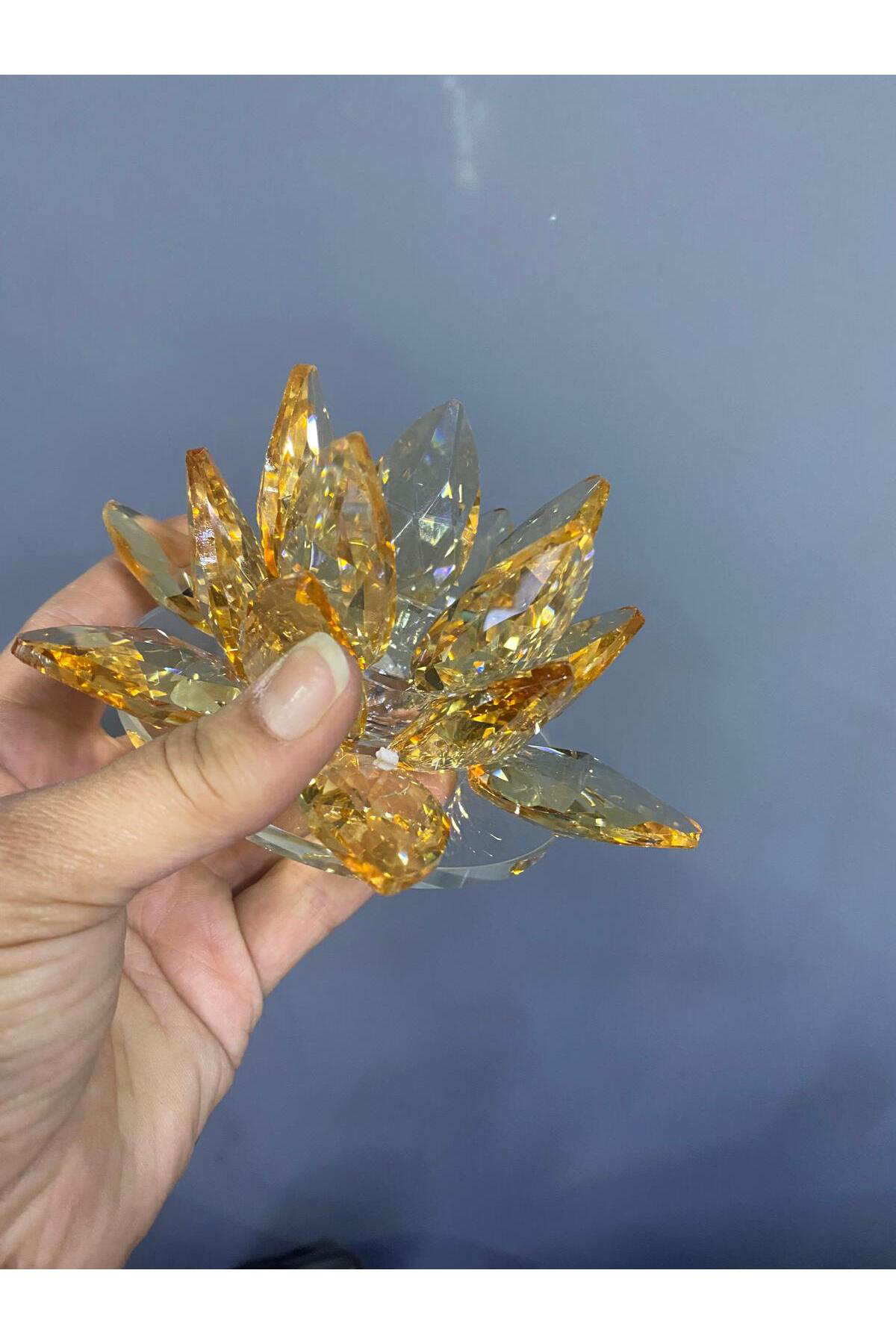 Elif Aksesuar Seta Kristal Cam Lotus Mumluk Amber 15*15*7,5Cm