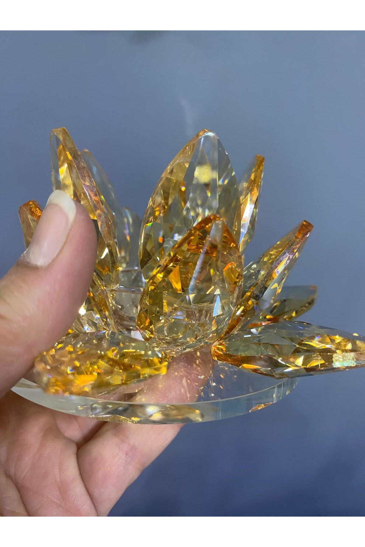 Elif Aksesuar Seta Kristal Cam Lotus Mumluk Amber 15*15*7,5Cm