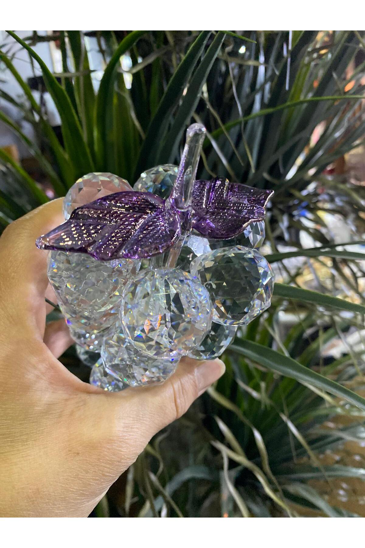 Elif Aksesuar Seta Kristal Dekoratif Büyük Üzüm Mor