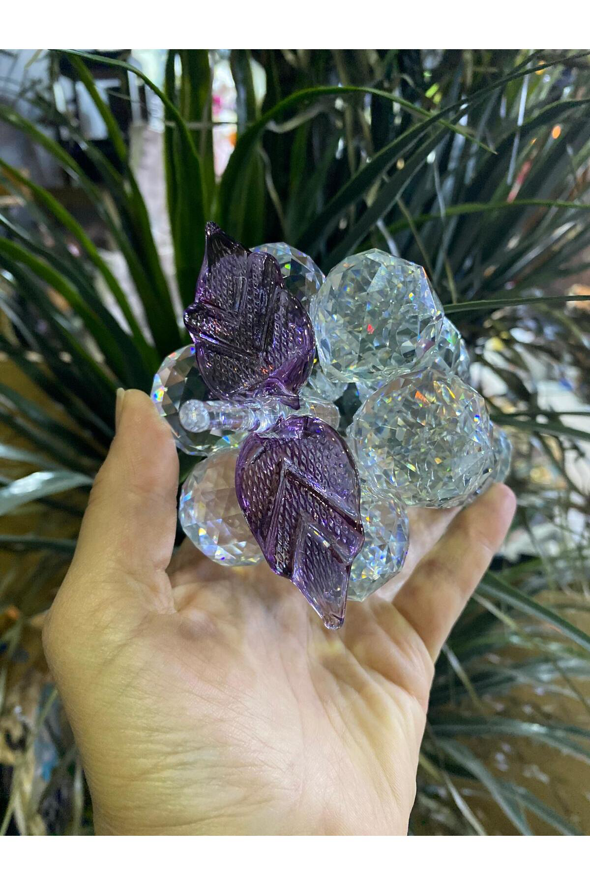 Elif Aksesuar Seta Kristal Dekoratif Büyük Üzüm Mor