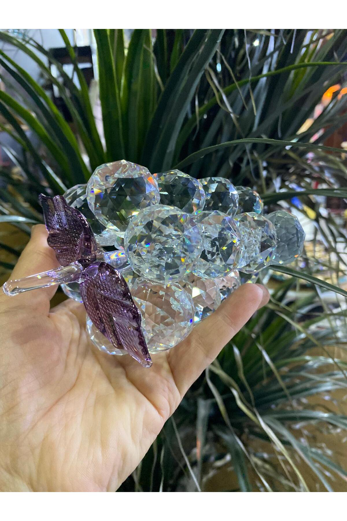 Elif Aksesuar Seta Kristal Dekoratif Büyük Üzüm Mor