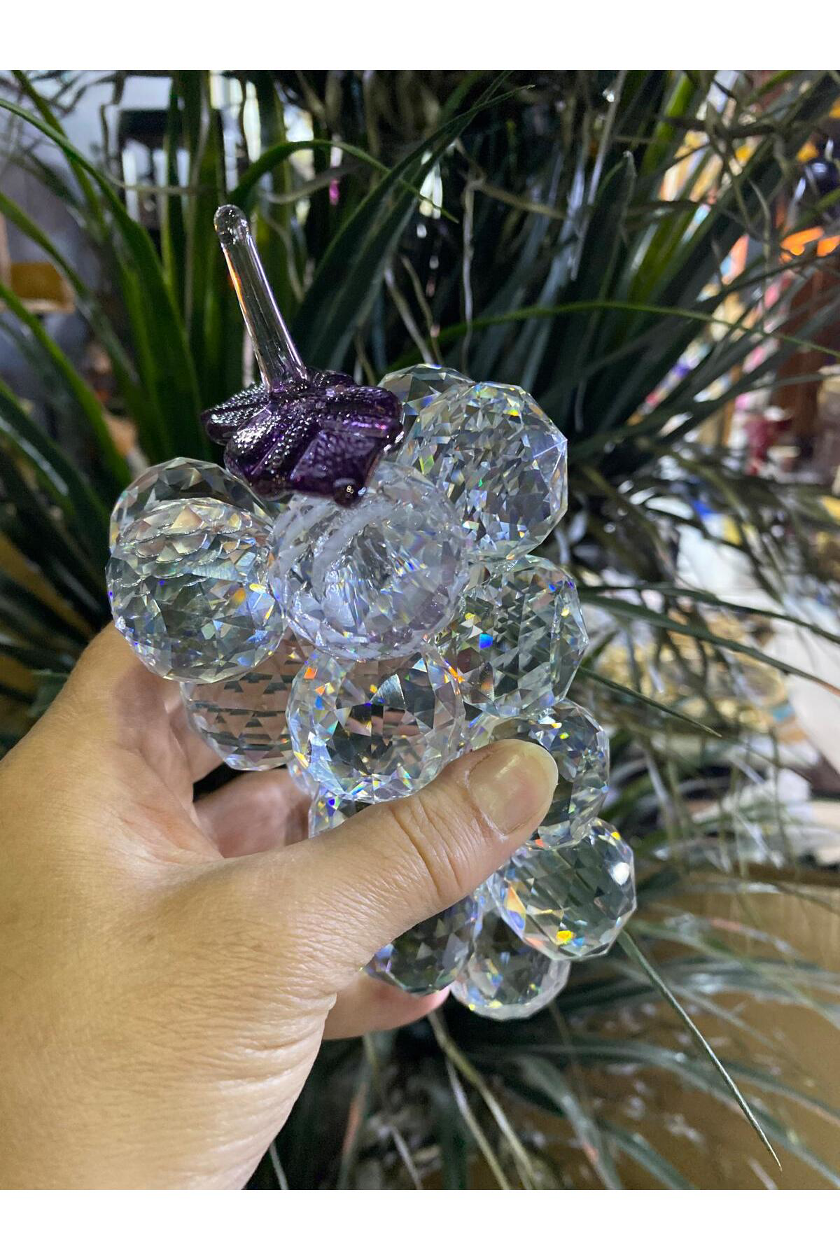 Elif Aksesuar Seta Kristal Dekoratif Büyük Üzüm Mor