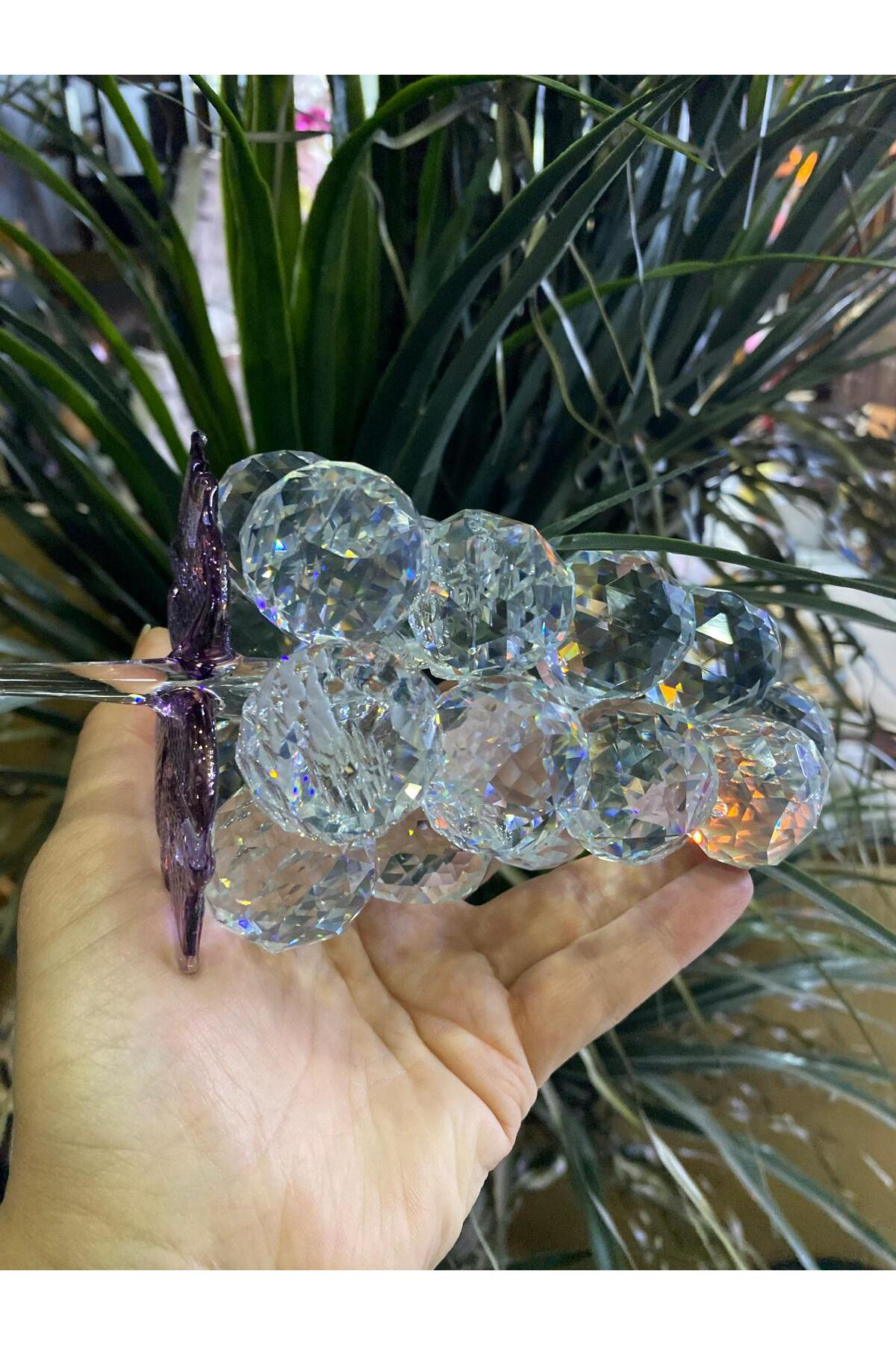 Elif Aksesuar Seta Kristal Dekoratif Büyük Üzüm Mor