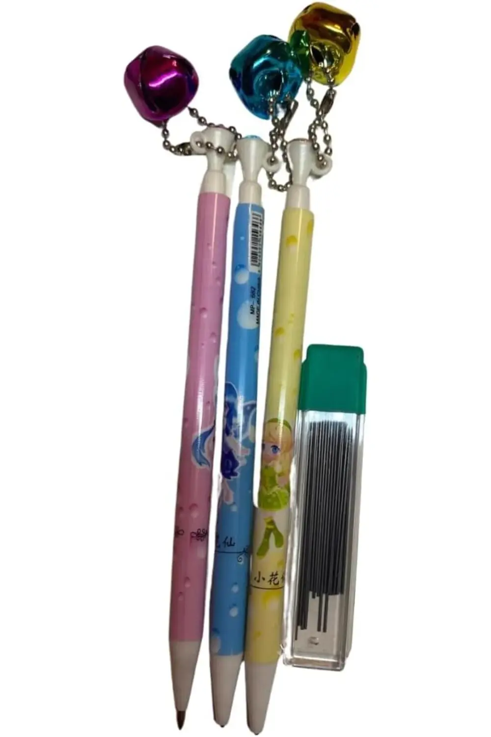 Seti, 3 Adet Renkli Tasarım, Zil Süslü, Kurşun Ucu Hediyeli 11852