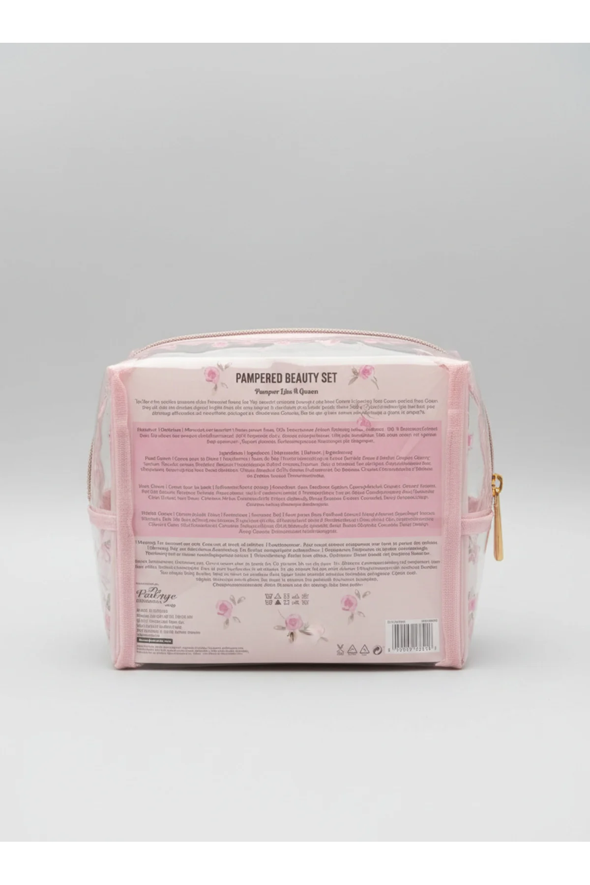 Setli Şeffaf Makyaj Çantası (el, ayak ve vücut kremi, peluş banda