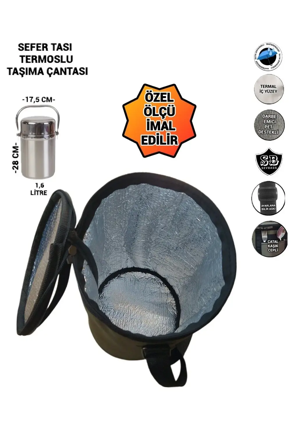 SEVBAGS SEFERTASI TERMOSLU TAŞIMA ÇANTASI 1,6 LİTRE