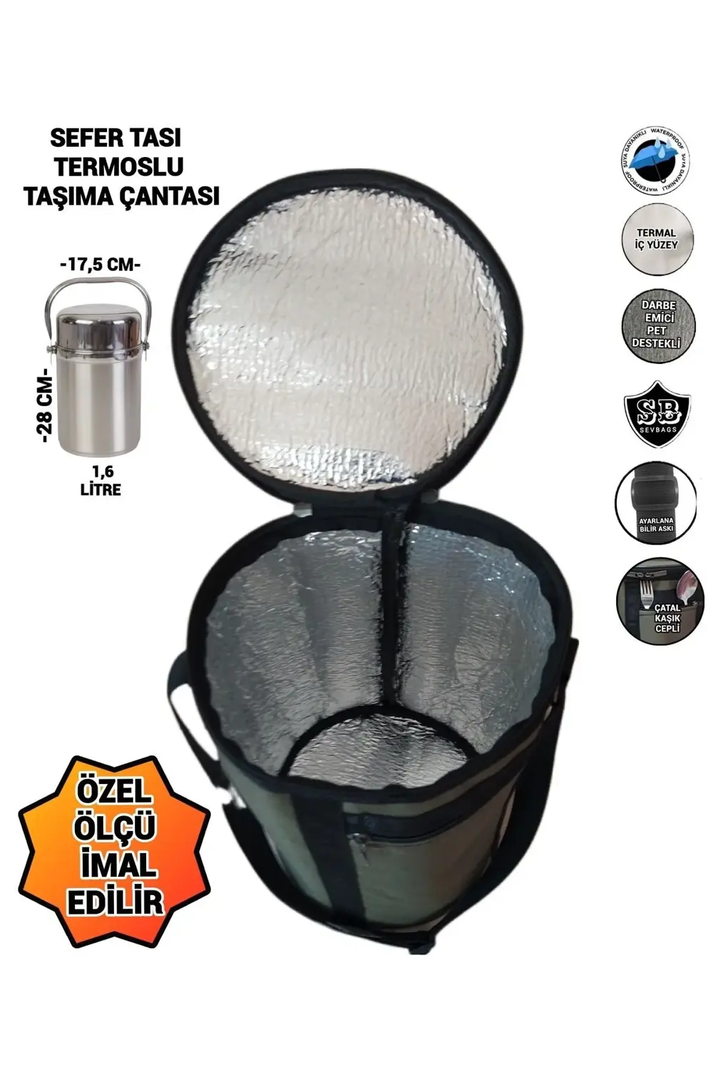 SEVBAGS SEFERTASI TERMOSLU TAŞIMA ÇANTASI 1,6 LİTRE