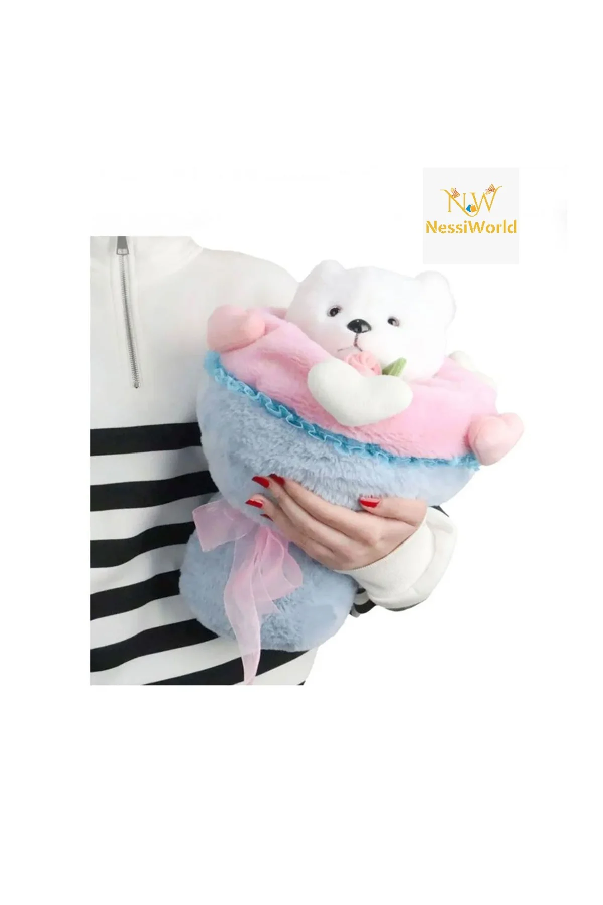 Sevgi Buketi Peluş Ayıcıklı Peluş Çiçek Buketi 40 cm