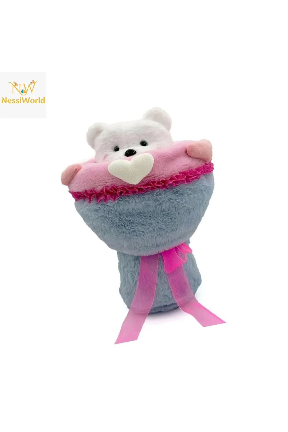 Sevgi Buketi Peluş Ayıcıklı Peluş Çiçek Buketi 40 cm
