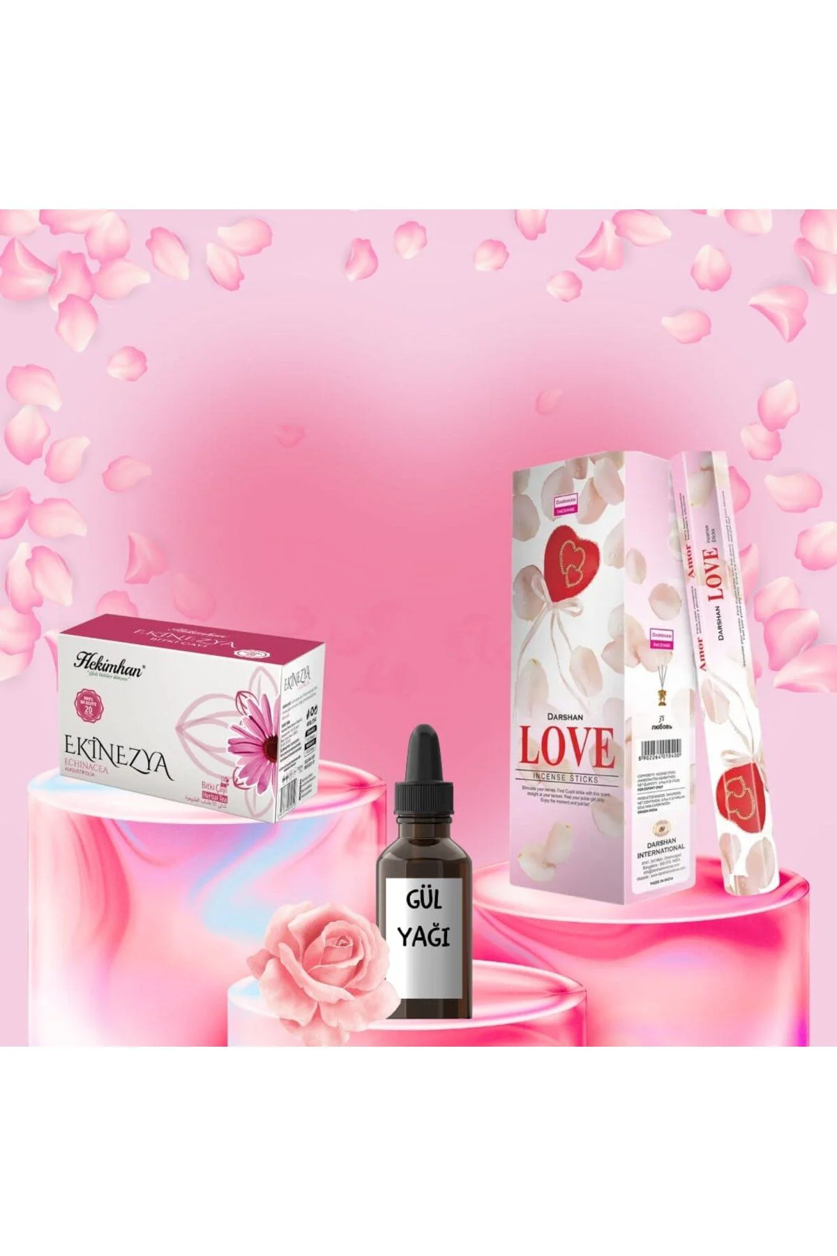 Sevgi Seti Love Tütsü 20 Çubuk + Gül  Yağı 20 ml + Ekinezya Çayı