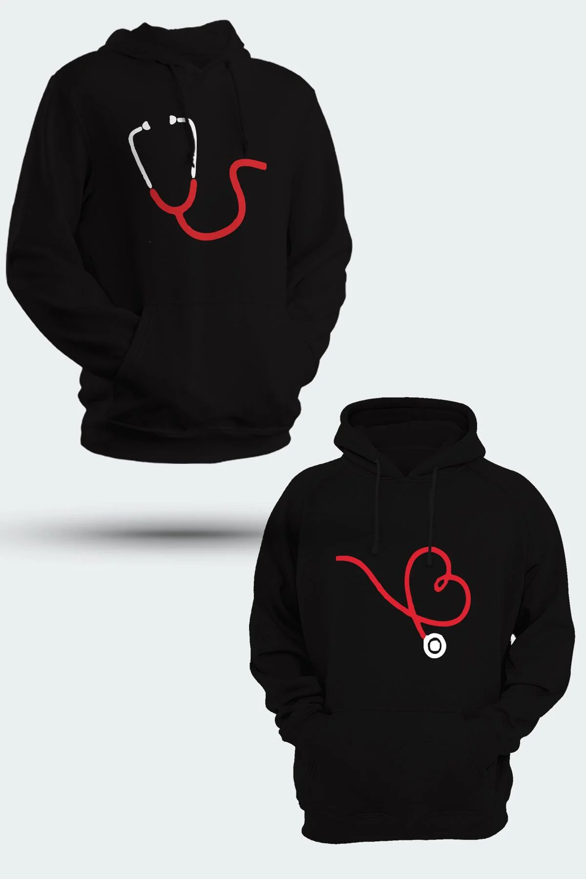 Sevgililer Günü Çiflere Baskılı Kapüşonlu Sweatshirt Partneriniz 