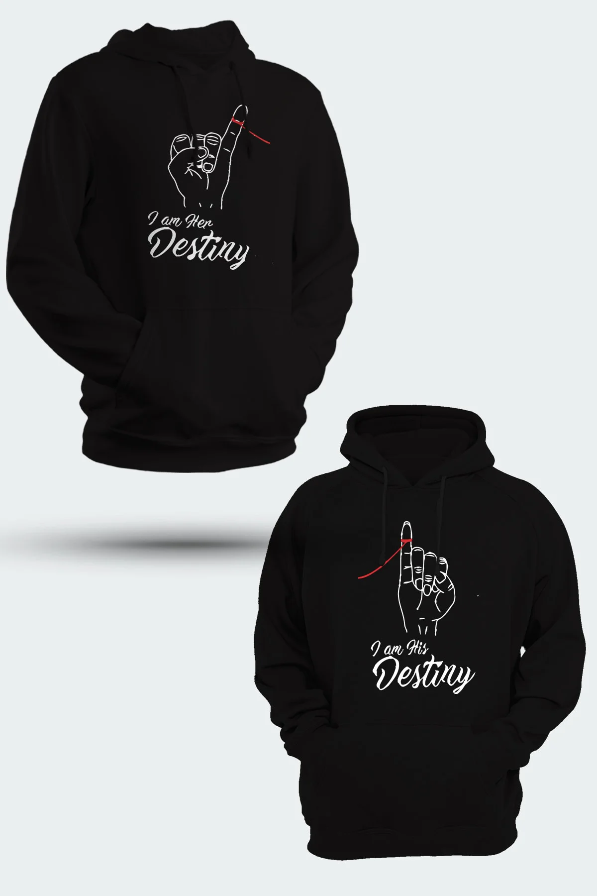 Sevgililer Günü Her His Destiny Baskılı Kapüşonlu Sweatshirt Eşin
