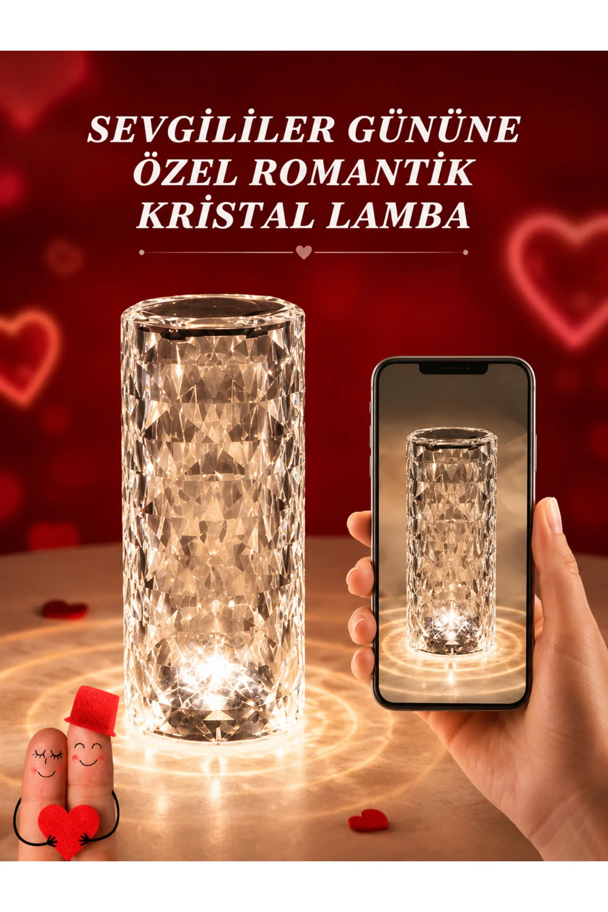 Sevgililer Günü İçin Hediye Kristal Lamba Sevgiliye Hediye USB Şa
