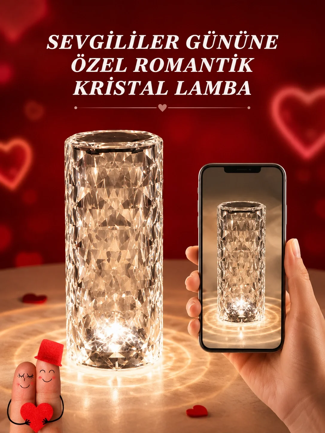 Sevgililer Günü İçin Hediye Kristal Lamba Sevgiliye Hediye USB Şarjlı Gece Lambası (Kopya) Fiyatı, Yorumları ve Özellikleri