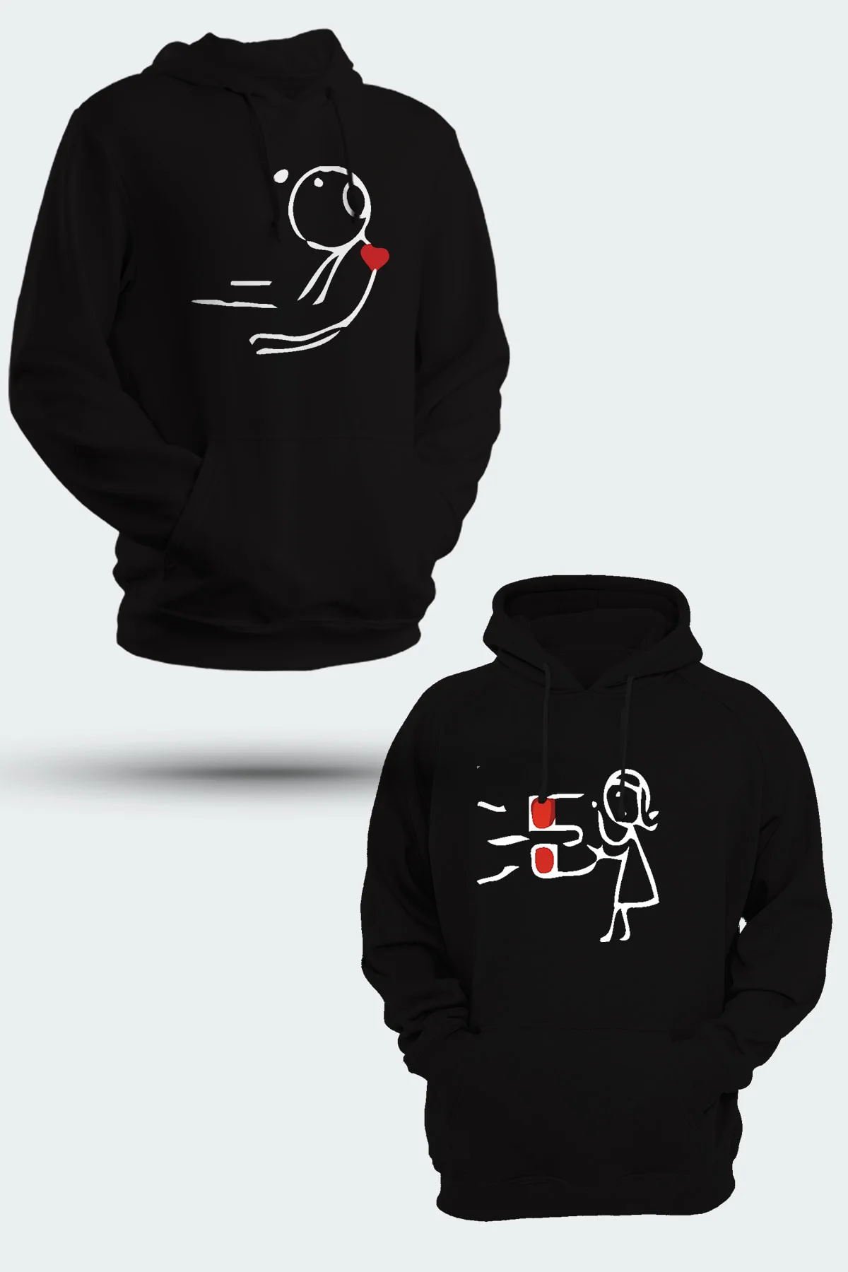 Sevgililer Ve Evli Çiftler İçin Kapüşonlu Baskılı Sweatshirt