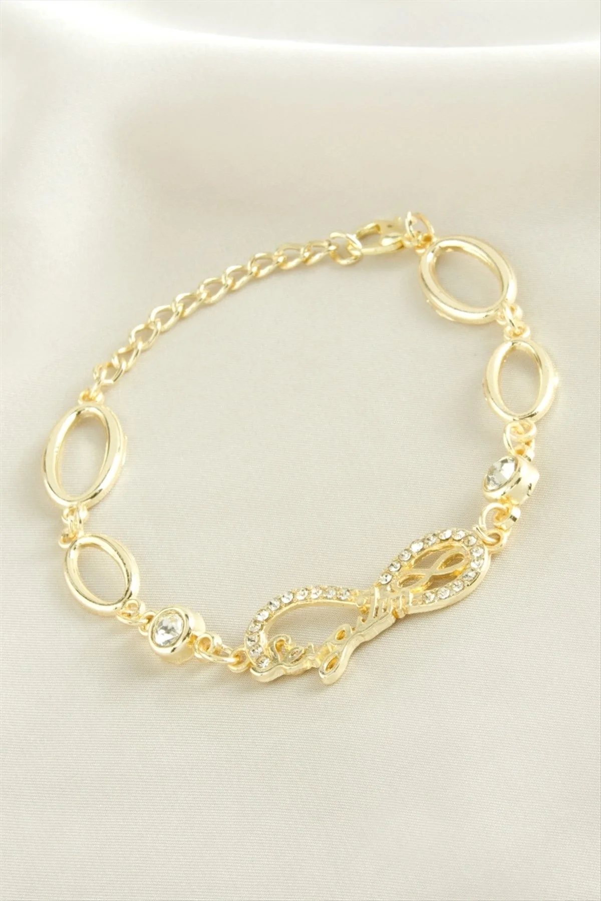 Sevgilim Yazılı Sonsuzluk Taşlı Bileklik