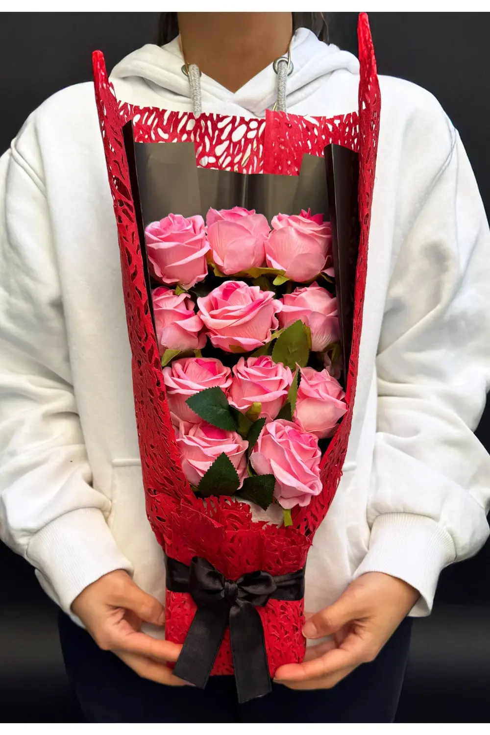 Sevgiliye Cicek Hediye Pembe Kadife Gül Buketi Sevgiliye Özel Sev