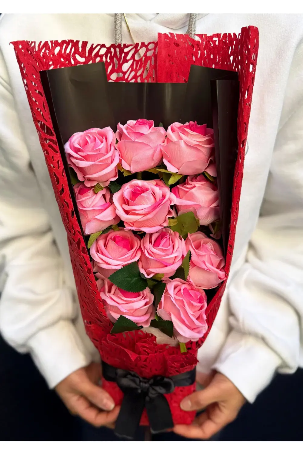 Sevgiliye Cicek Hediye Pembe Kadife Gül Buketi Sevgiliye Özel Sev