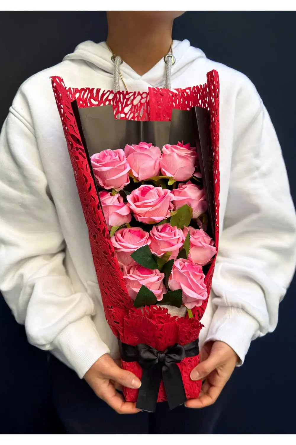 Sevgiliye Cicek Hediye Pembe Kadife Gül Buketi Sevgiliye Özel Sev