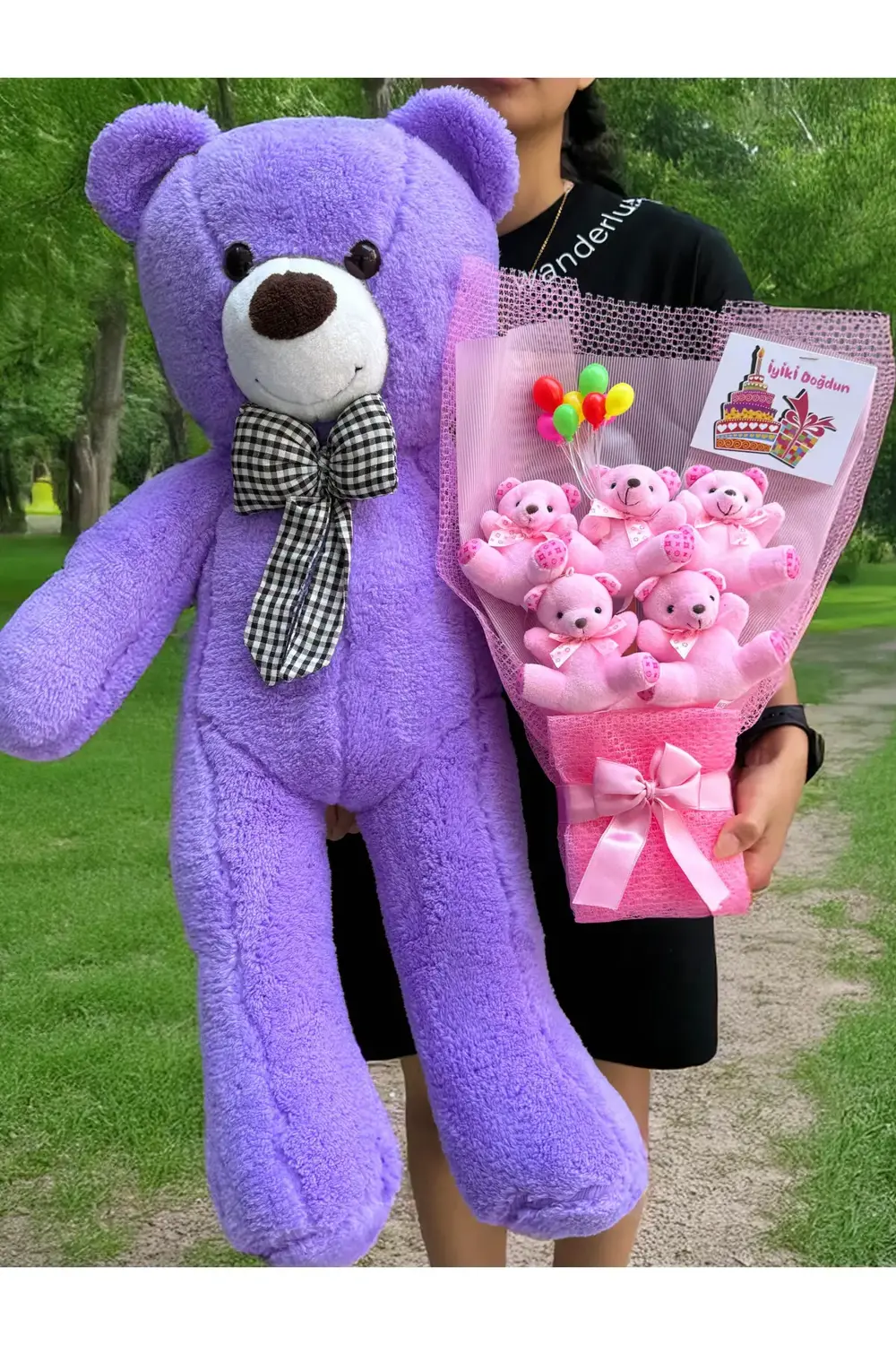 Sevgiliye Doğum Günü Hediyesi - Dogumgunu Ayıcık Buketi ve Büyük