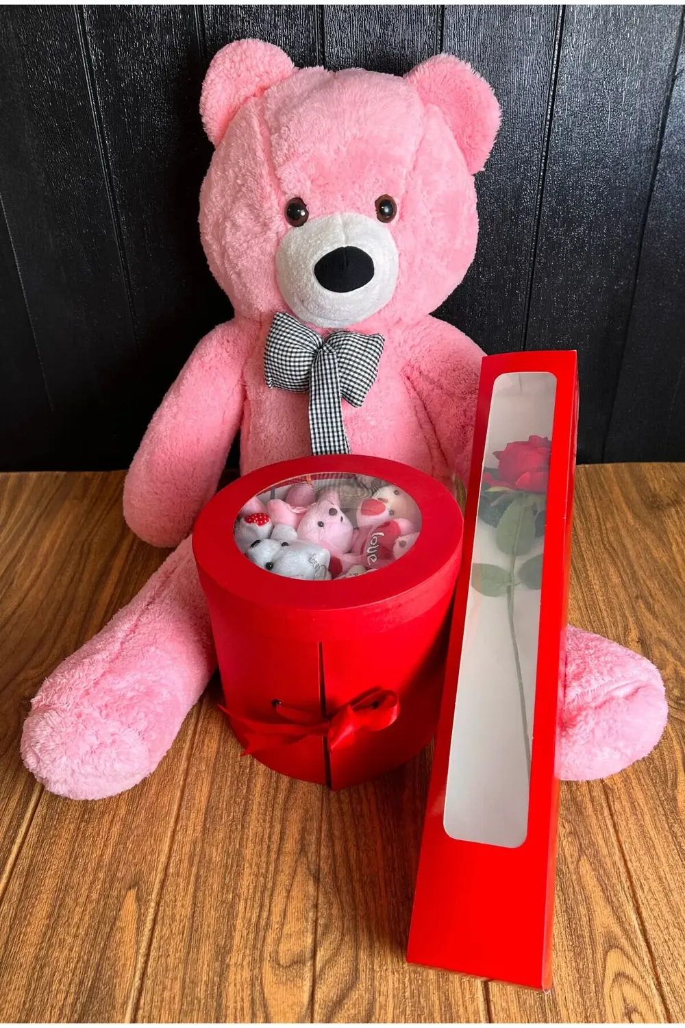 Sevgiliye Hediye 80cm Pembe Ayıcık - 3 Katlı Kutuda Bol Nutella A