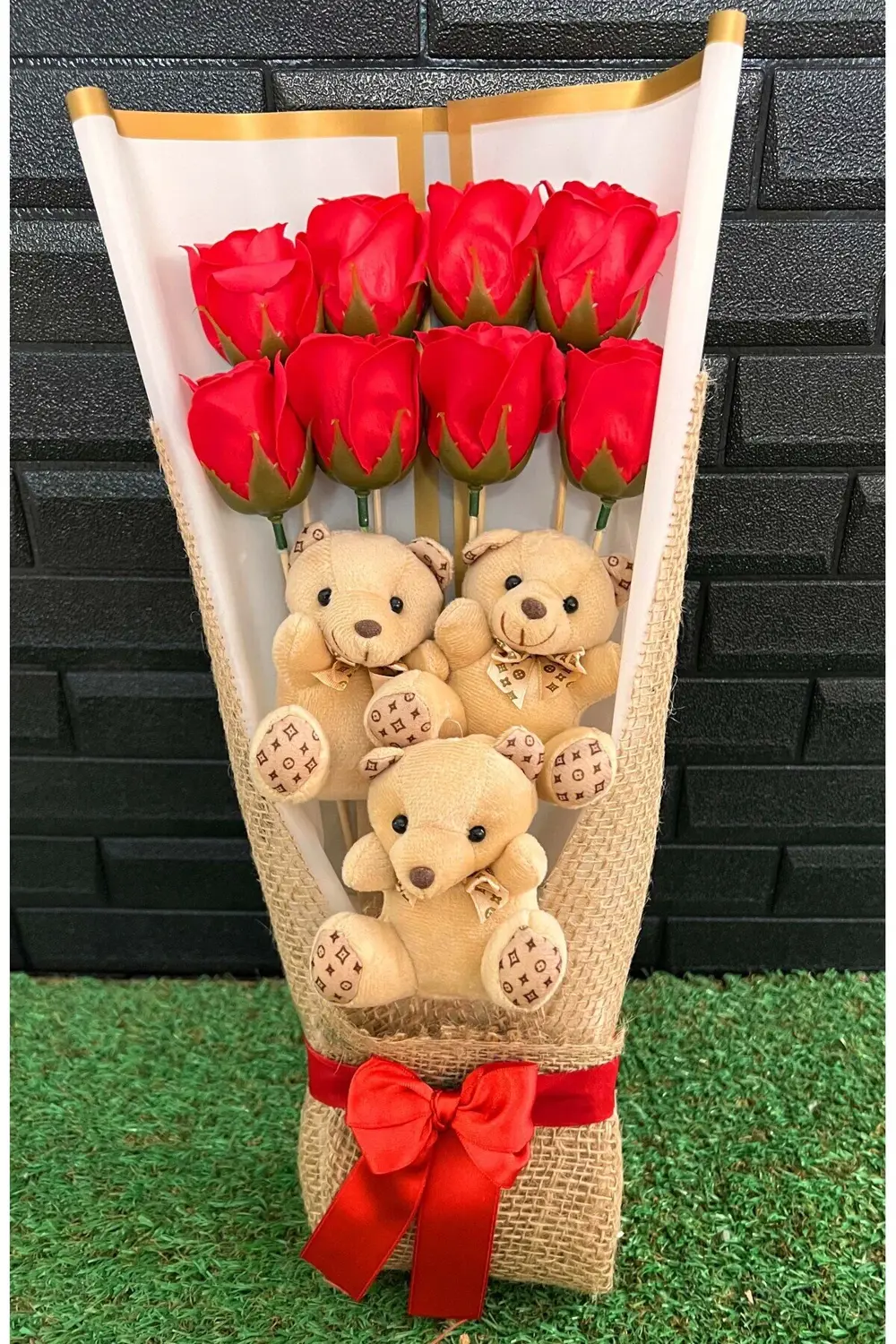 Sevgiliye Hediye Anneye Hediye Ablaya Hediye Ayıcıklı Güllü Buket