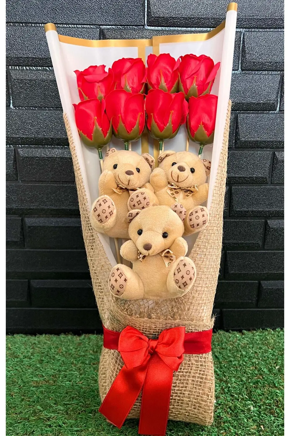 Sevgiliye Hediye Anneye Hediye Ablaya Hediye Ayıcıklı Güllü Buket