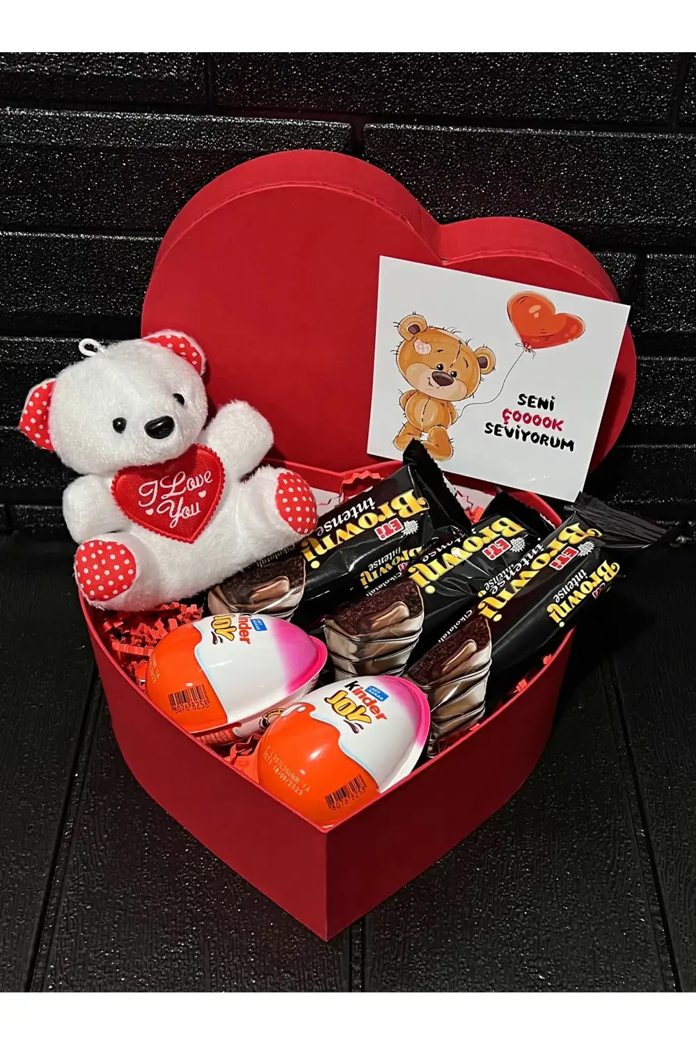 Sevgiliye Hediye Kalp Kutuda Kalpli Beyaz Ayıcık - Browni Intense
