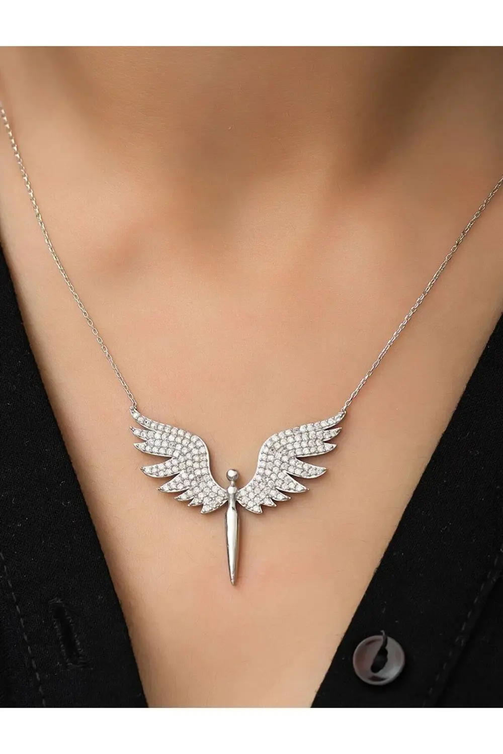 Sevgiliye Hediye Kutusu - Pembe Mini Ayıcık - Çelik Melek Kolye -