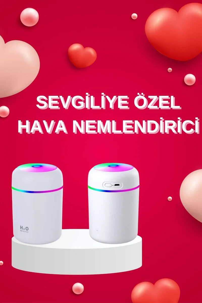 Sevgiliye Hediye LED Hava Nemlendirici - USB Şarjlı Aroma Difüzörü ve Sessiz Uyku Makinesi