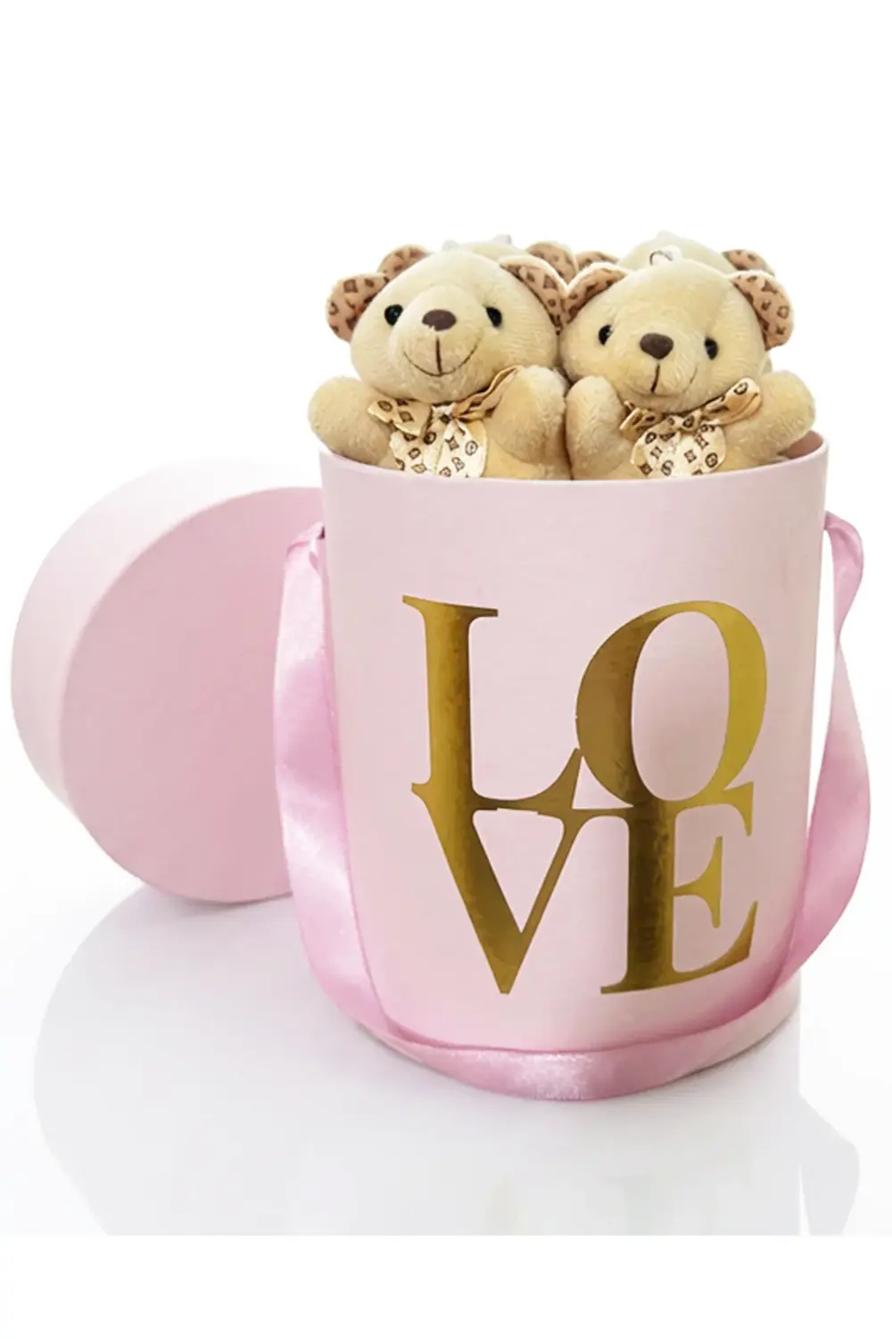 Sevgiliye Hediye Pembe Kutuda Mini Ayıcıklar - Sevgililer Günü He