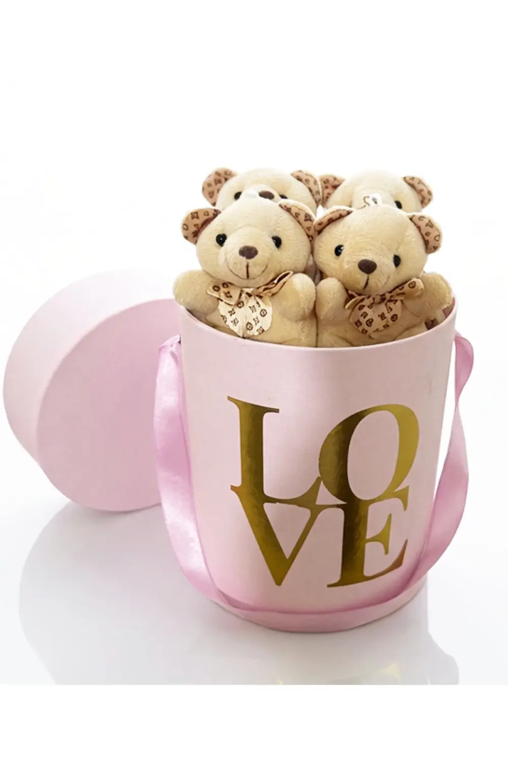 Sevgiliye Hediye Pembe Kutuda Mini Ayıcıklar - Sevgililer Günü He