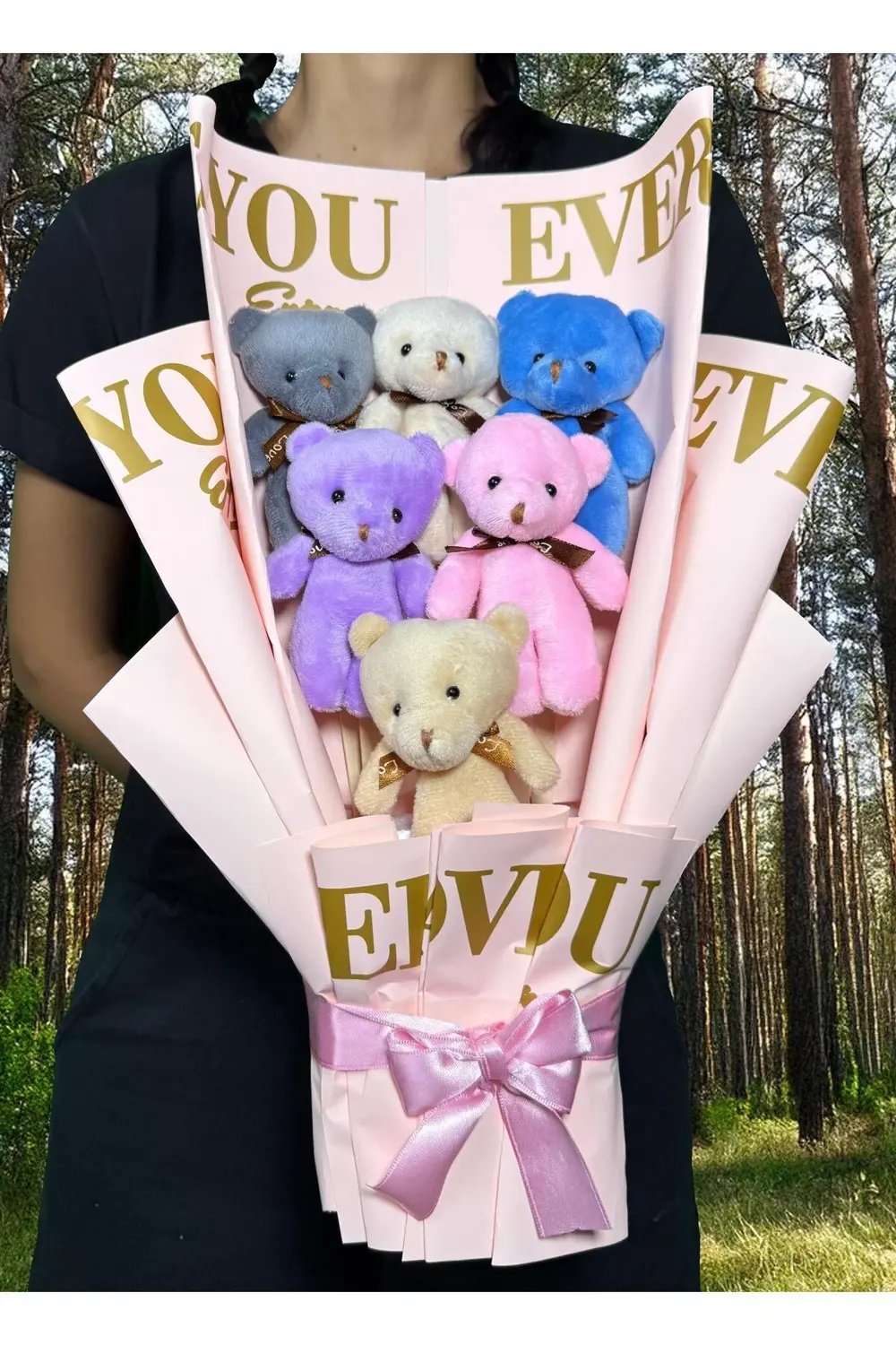 Sevgiliye Hediye - Rengarenk Ayıcıklı Ayıcık Buketi - Hediye Buke