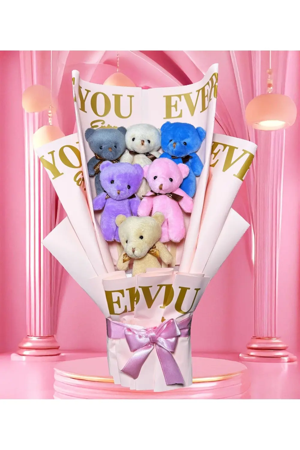 Sevgiliye Hediye - Rengarenk Ayıcıklı Ayıcık Buketi - Hediye Buke