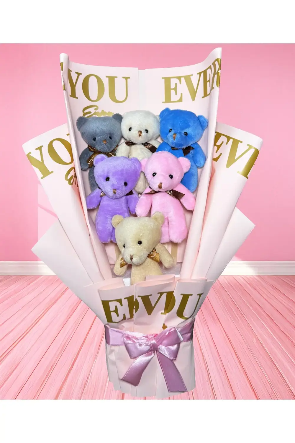 Sevgiliye Hediye - Rengarenk Ayıcıklı Ayıcık Buketi - Hediye Buke