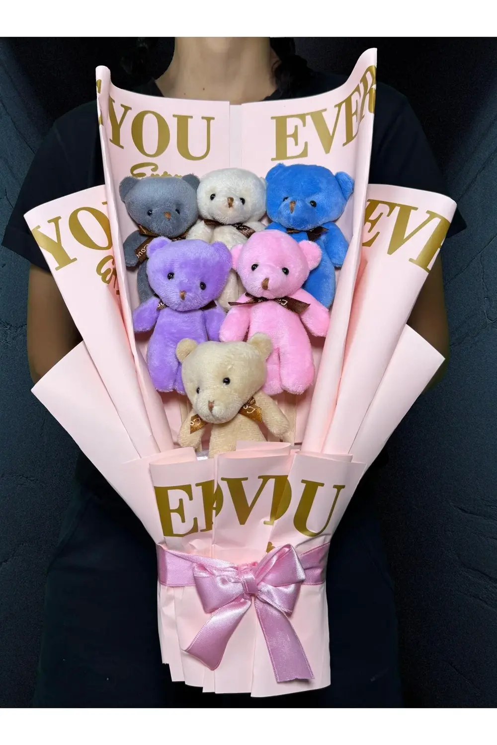 Sevgiliye Hediye - Rengarenk Ayıcıklı Ayıcık Buketi - Hediye Buke