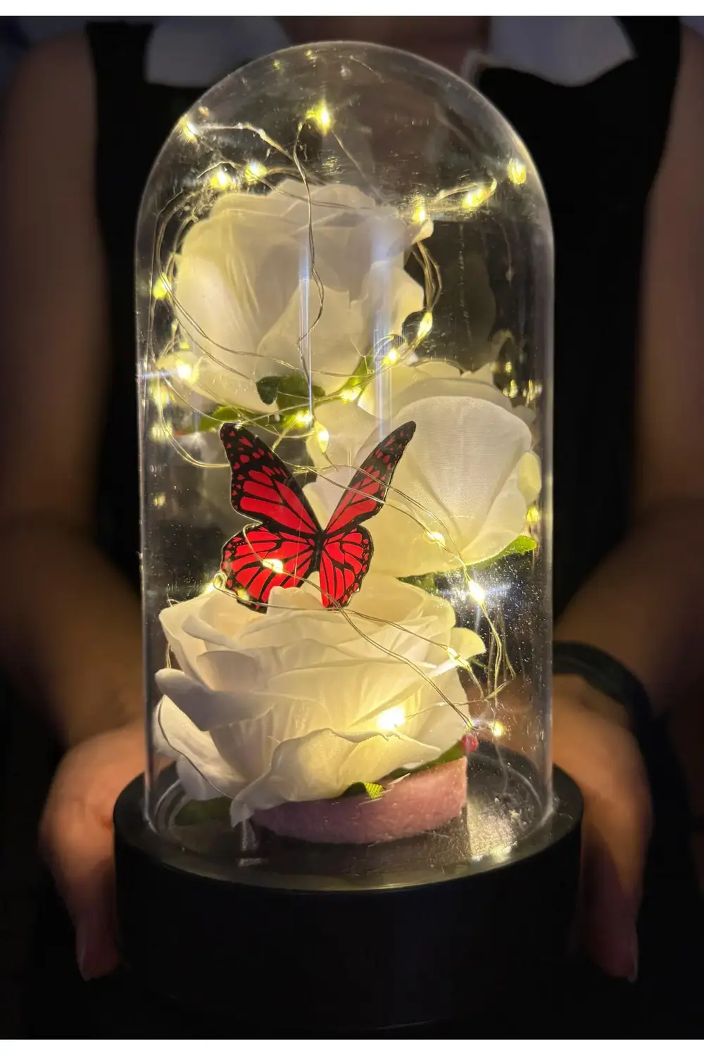 Sevgiliye Hediye Set - Aynalı Çiçek Buketi - Çelik Gezegen Kolye