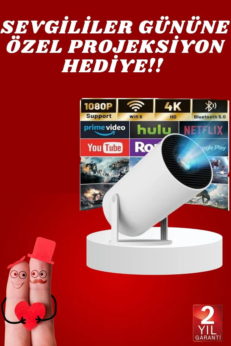 Sevgiliye Özel Ayaklı Sinema Projektörü Android 11.0 1036*600p