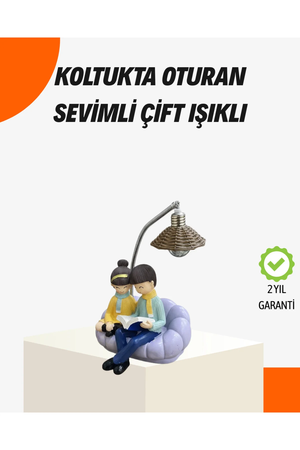 Sevgiliye Özel Çift Figürlü LED Masa Lambası Okuyan Çift Tasarım