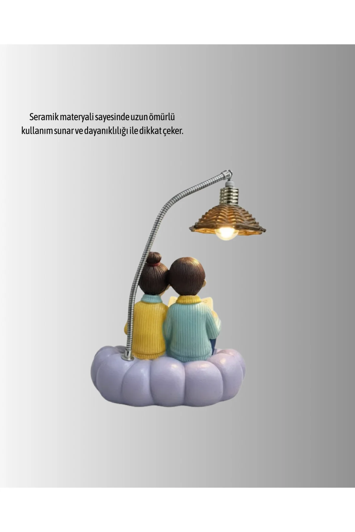 Sevgiliye Özel Çift Figürlü Led Masa Lambası Okuyan Çift Tasarım - Görsel 3