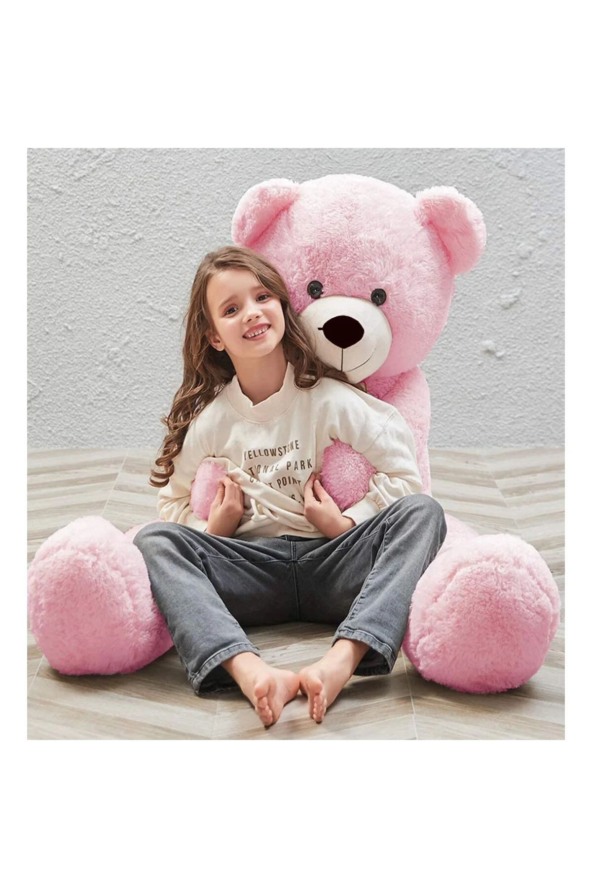Sevgiliye Özel Hediye - 140 cm Papyonlu Peluş Ayıcık... 140cmAyı (PEMBE)