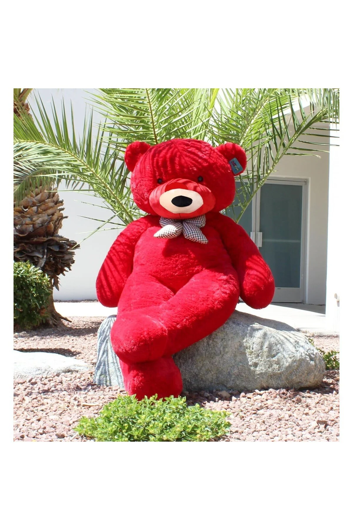 Sevgiliye Özel Hediye - 140 cm Papyonlu Peluş Ayıcık (Kırmızı)