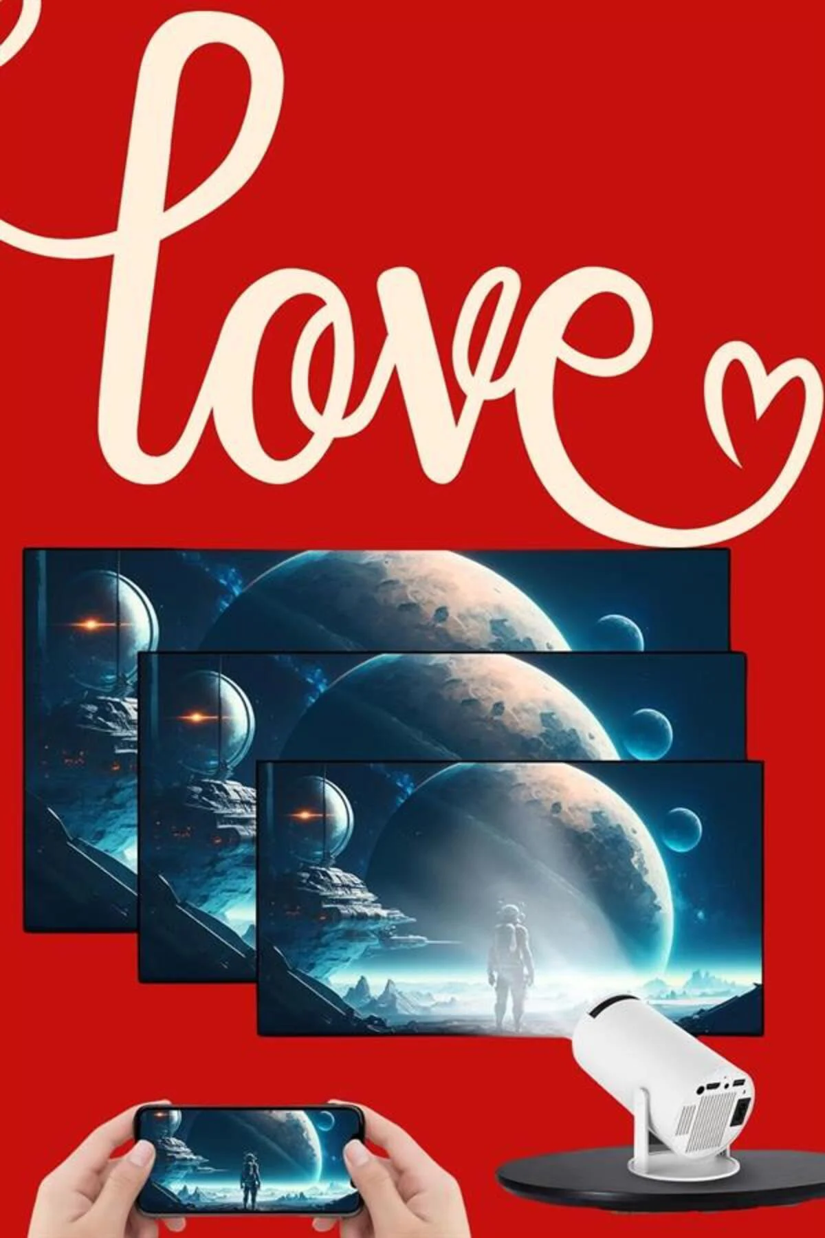 Sevgiliye Özel Hediye Ayaklı Sinema Projektörü Projeksiyon - Lisi