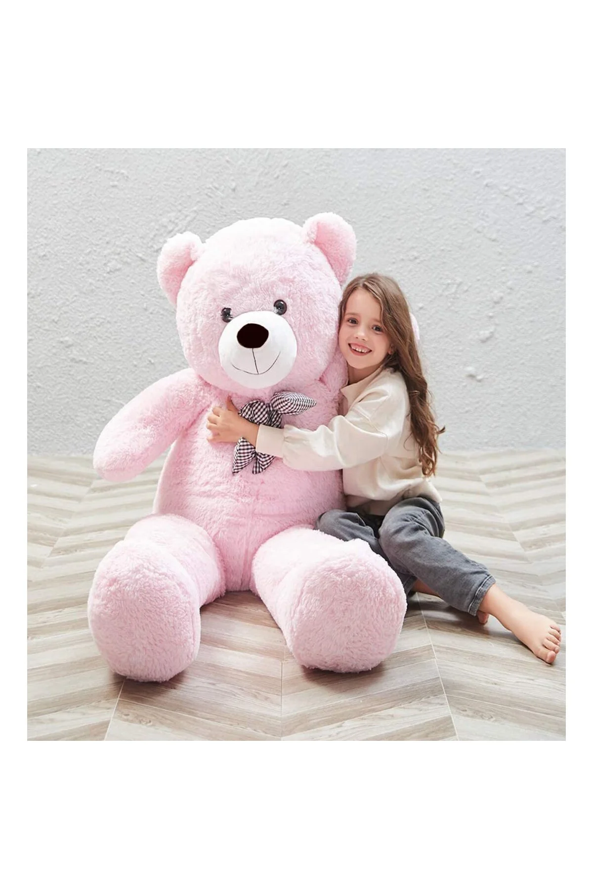 Sevgiliye Özel Hediye - 140 cm Papyonlu Peluş Ayıcık... 140cmAyı (PEMBE)
