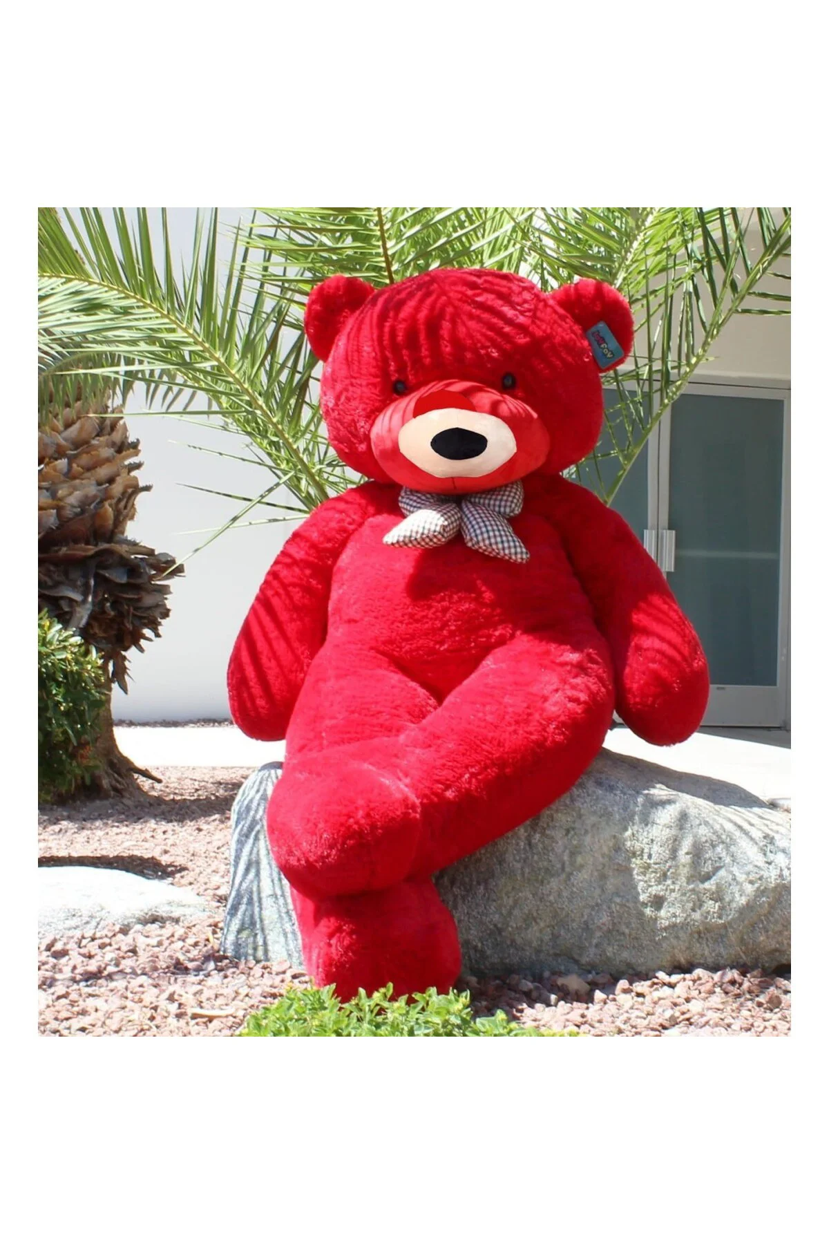 Sevgiliye Özel Hediye - 140 cm Papyonlu Peluş Ayıcık (Kırmızı)