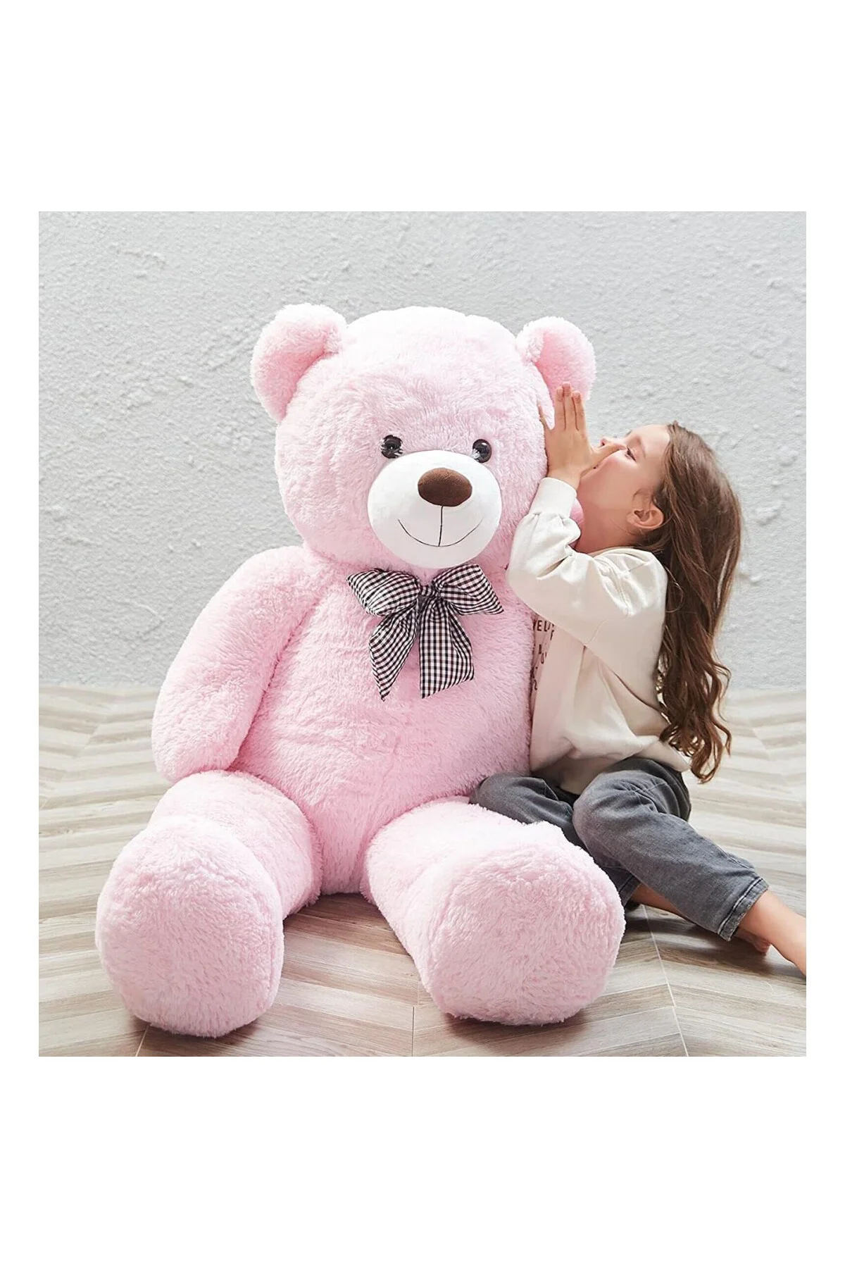 Sevgiliye Özel Hediye - 140 cm Papyonlu Peluş Ayıcık... 140cmAyı (PEMBE)